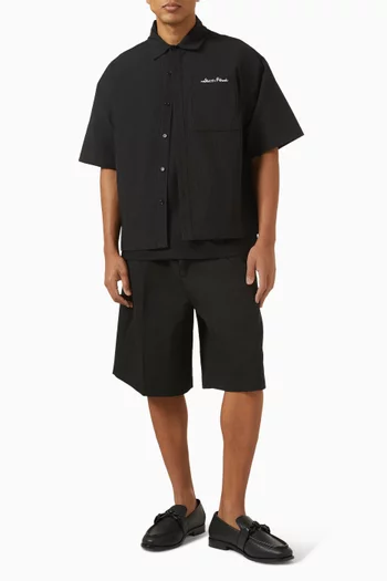 Logo Boxy Shirt in Seersucker-cotton