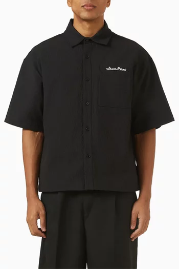 Logo Boxy Shirt in Seersucker-cotton