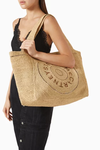 Logo Tote Bag in Raffia