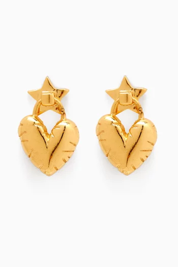 Heart Stud Earrings in 24kt Gold-plated Silver