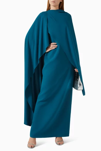 Deena Cape-sleeve Dress in Crepe