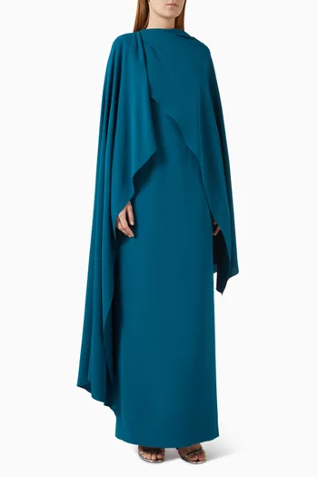 Deena Cape-sleeve Dress in Crepe