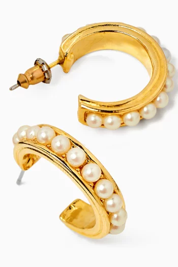 1990 Vintage Pearl Hoop Earrings