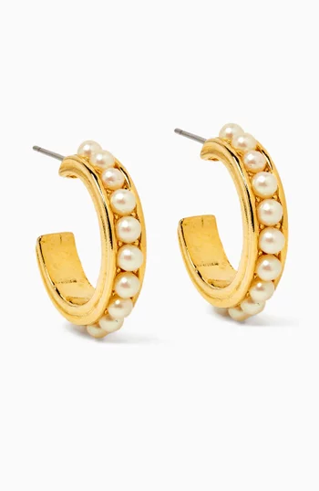 1990 Vintage Pearl Hoop Earrings