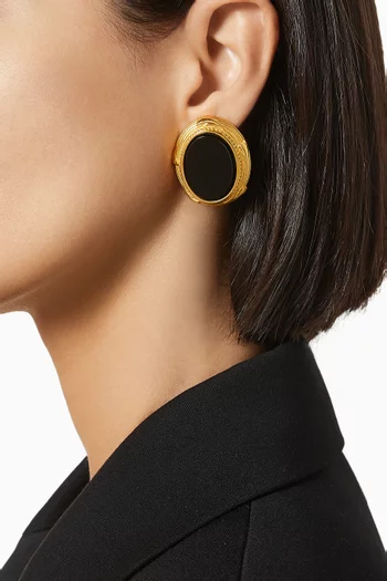 1990s Rediscovered Vintage Oval Earrings in 24kt Gold-plated Metal