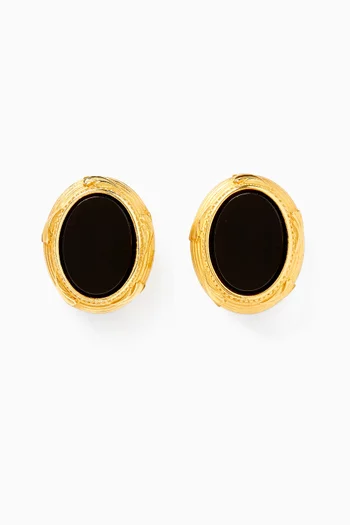 1990s Rediscovered Vintage Oval Earrings in 24kt Gold-plated Metal