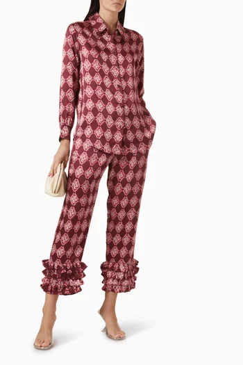 بنطال تاليثا بحواف بكشكش حرير