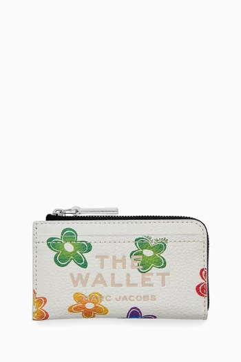 THE TOP ZIP MULTI WALLET IN COW LEATHER WITH DAISY PRINT DETAILS AND CHAIN HOOK:Multi Colour:One Size|218527638