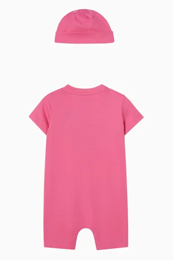 Logo Romper & Beanie Set in Cotton