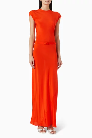 Fresca Belted Midi Dress in Silk