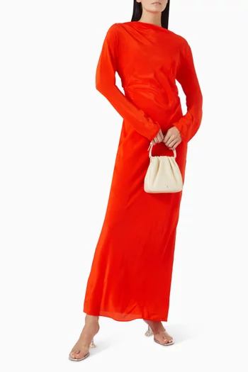 Fresca Gathered Midi Dress in Silk