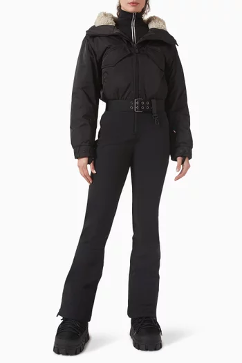 Hooded Down Ski Suit in Technical Poplin