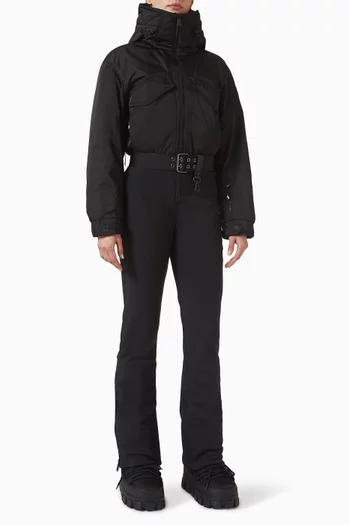 Hooded Down Ski Suit in Technical Poplin