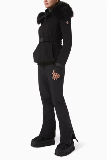 جاكيت تزلج باوجيز مبطن بالزغب بغطاء رأس وحافة فرو