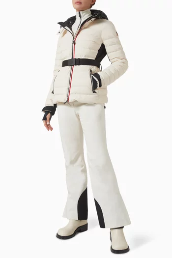 جاكيت تزلج بروش مبطّن بالزغب بغطاء رأس