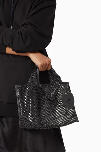 حقيبة يد ماركت ميني قماش شبكي مرصع بكريستال