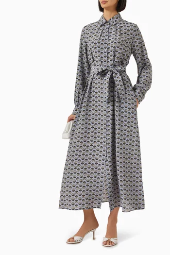 Narvel Belted Shirt Dress in Crepe de Chine