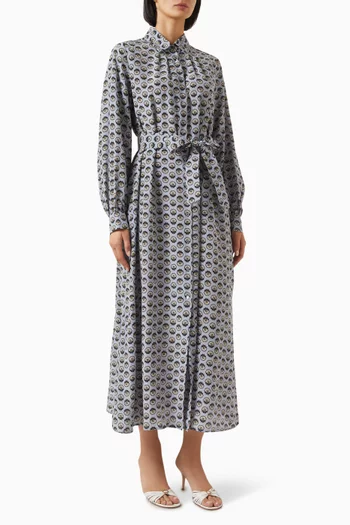 Narvel Belted Shirt Dress in Crepe de Chine
