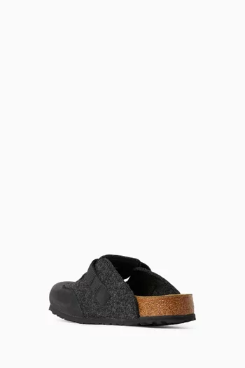 Boston Nova Clog Sandals in Felt & Nubuck Leather