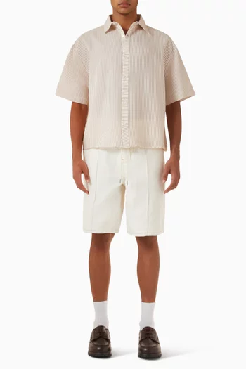 شورت بقصة ساق واسعة ورباط تضييق دينم