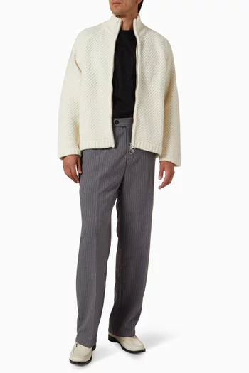 Zip Flannel Jacket in Bobble Knit