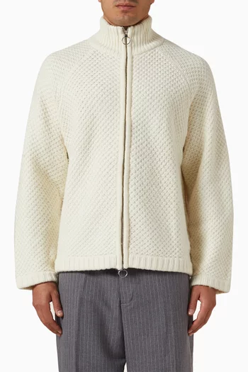 Zip Flannel Jacket in Bobble Knit