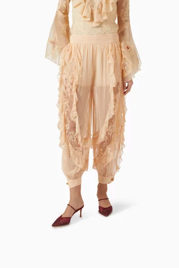 حذاء ساشا مفتوح من الخلف بكعب 70 مم قماش شبكي