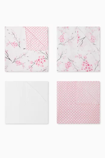 BG OH BABY! LUXE GIFT SET: 3 PACK SWADDLE (RAINBOW BLOSSOM) AND SNUG BLANKET (CHERRY BLOSSOM):Pink:One Size|218532695