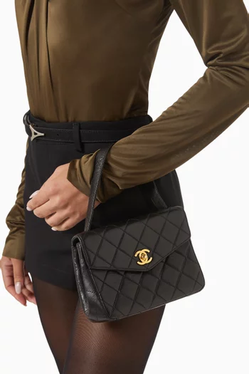1990s Mini Top-handle Flap Bag in Leather