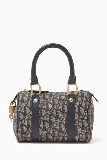 Small Boston Bag in Canvas & Leather