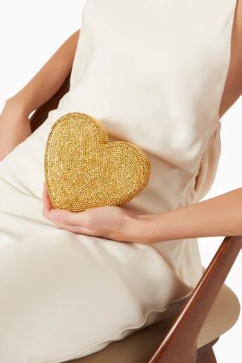 Heart Crystal-embellished Clutch