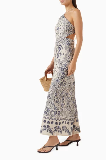 Indira Open-back Dress in Cotton Blend