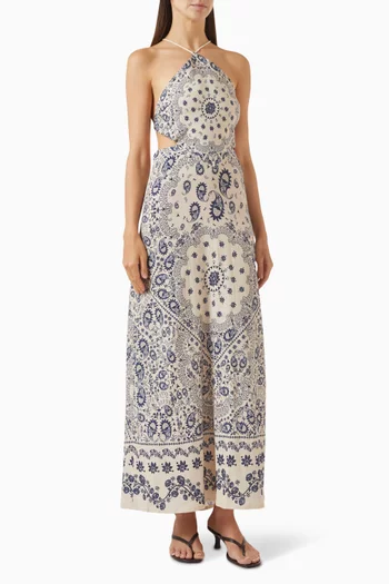 Indira Open-back Dress in Cotton Blend