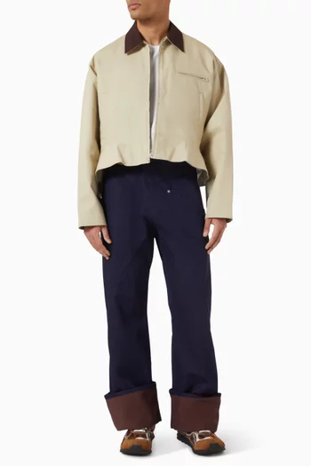Curved Hem Workwear Jacket in Cotton
