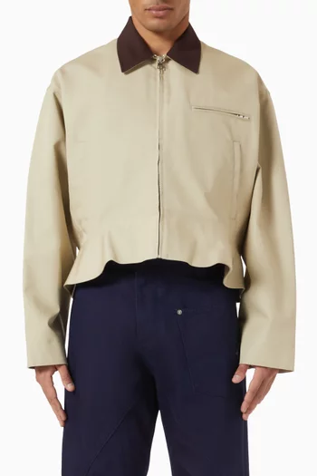 Curved Hem Workwear Jacket in Cotton