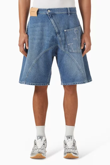 Twisted Workwear Shorts in Denim
