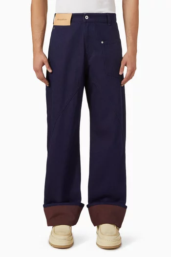 Turn Up Twisted Workwear Jeans in Denim