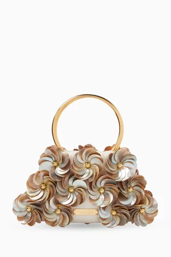 Fleurs de Shells Top-handle Bag in Mother of Pearl & Satin