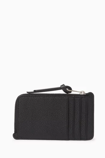 Zip Card Holder in Grained Calfskin