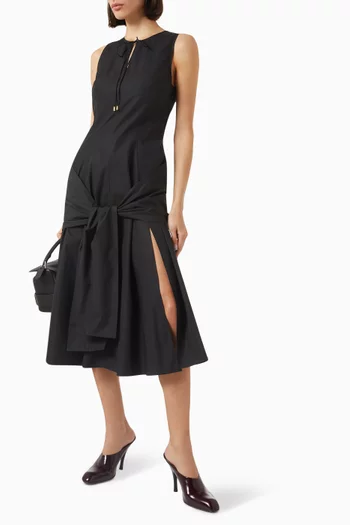 Wrap-panel Dress in Cotton Poplin