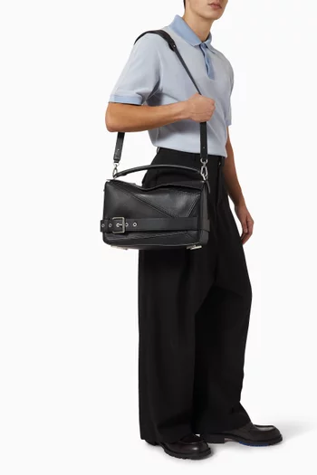 Large Puzzle Biker Bag in Leather