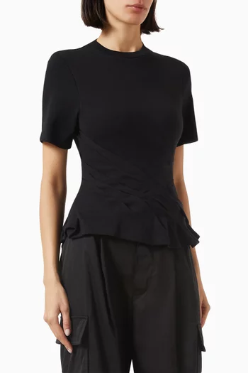 Twisted Top in Compact Cotton Blend