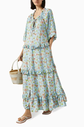 Eliza Ruffled Maxi Dress in Viscose