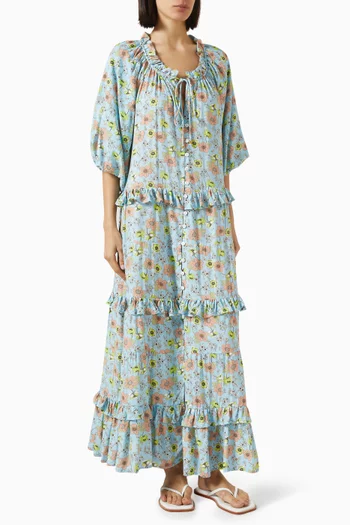 Eliza Ruffled Maxi Dress in Viscose