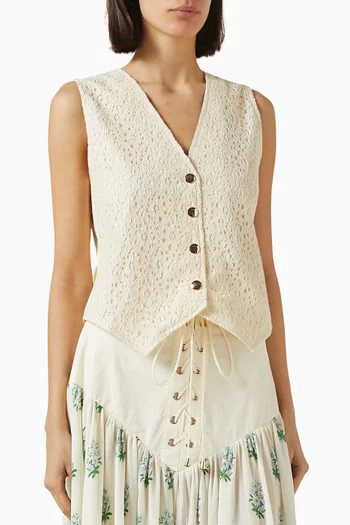 Remi Vest Top in Lace & Cotton-poplin