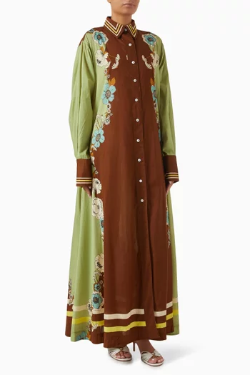 Willow Maxi Shirt Dress in Cotton-voile