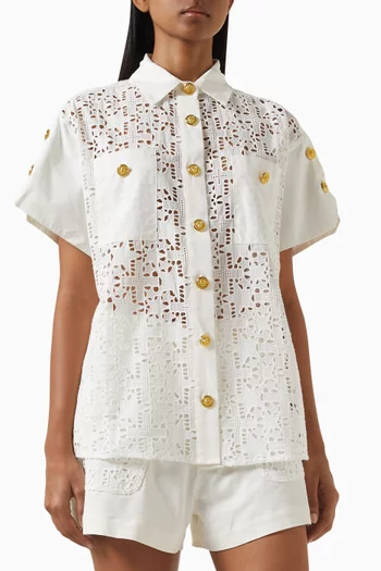 Star Embroidered Shirt in Cotton