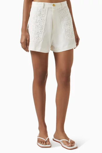 Star Embroidered Shorts in Cotton