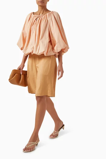 Tailored Midi Shorts in Viscose-linen