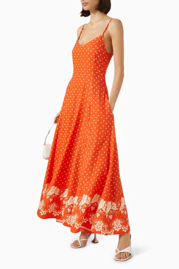 Rizzioli Godet Maxi Dress in Viscose-linen